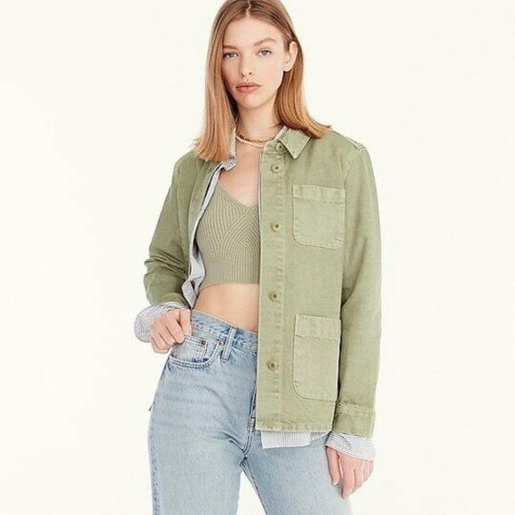 J. Crew Jackets & Blazers - J. Crew Medium Garment Dyed Chore Jacket Faded Pistachio Green